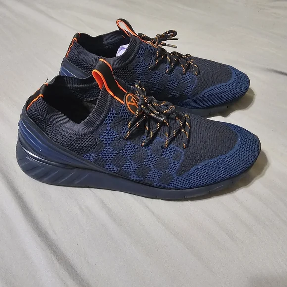 Louis Vuitton Navy Blue/Black Damier Knit Fabric & Rubber Fastlane Sneakers 10.5